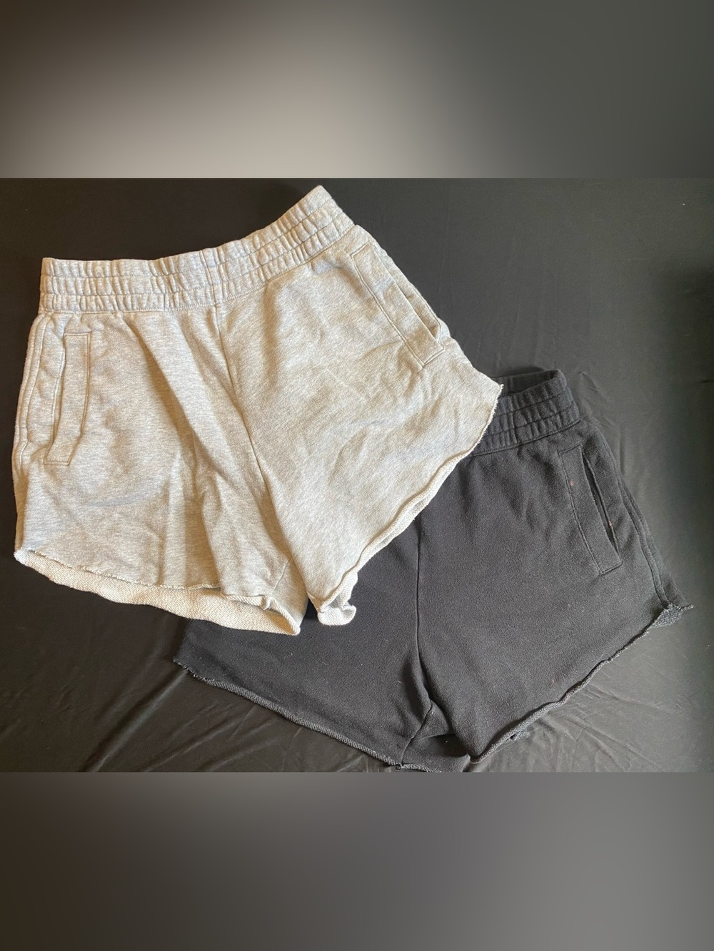 Cozy Elastic Waist Lounge Shorts - Gray & Black